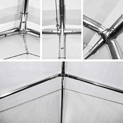 Quictent 10’x20’ Carport Upgraded Heavy Duty Car Canopy Galvanized Car Boat Shelter with 4 Reinforced Steel Cables White