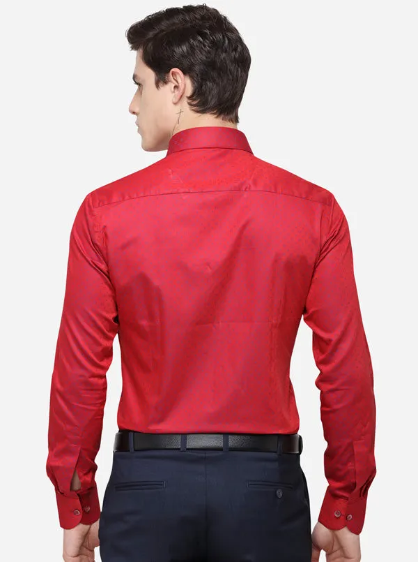 Red & Blue Printed Slim Fit Formal Shirt | Metal