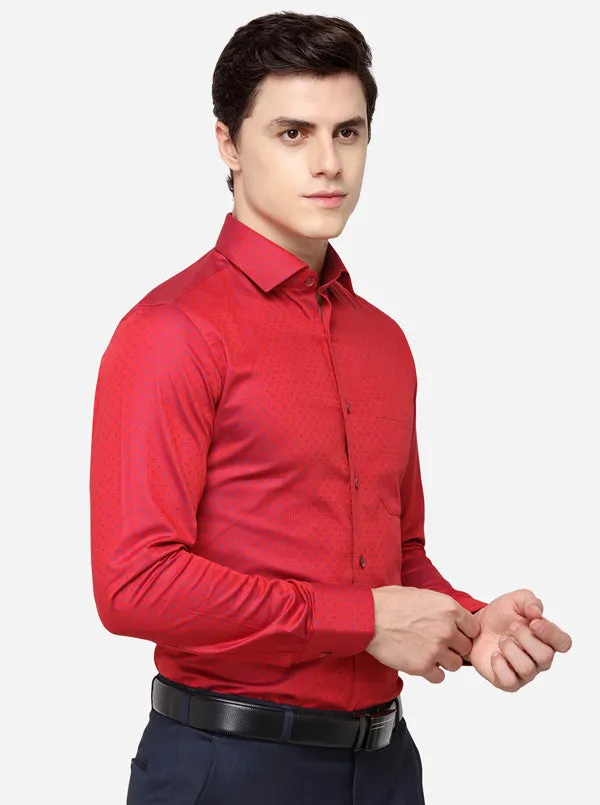 Red & Blue Printed Slim Fit Formal Shirt | Metal