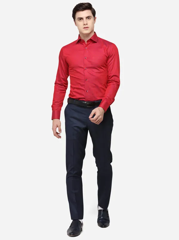 Red & Blue Printed Slim Fit Formal Shirt | Metal