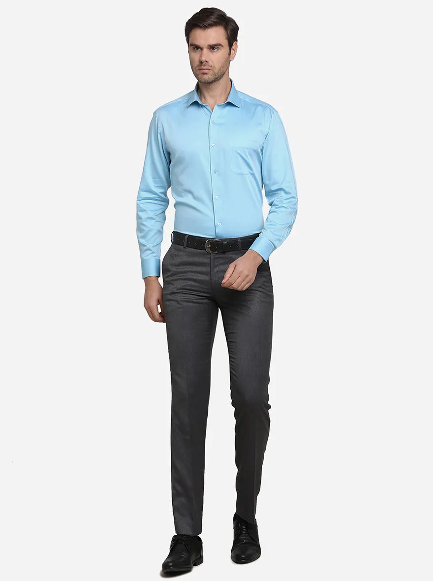 Sky Blue Dobby Slim Fit Formal Shirt | Metal