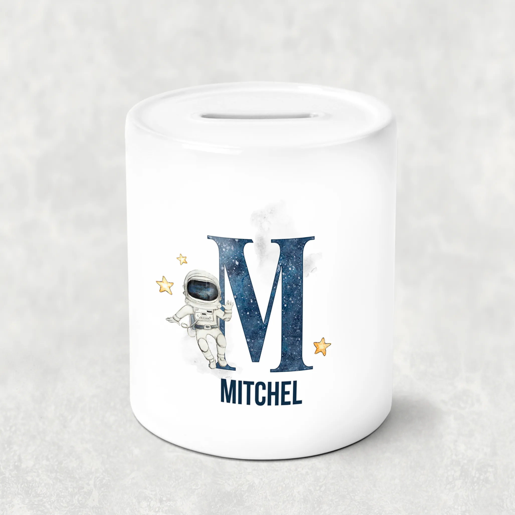 Space Alphabet Personalised Money Saving Pot