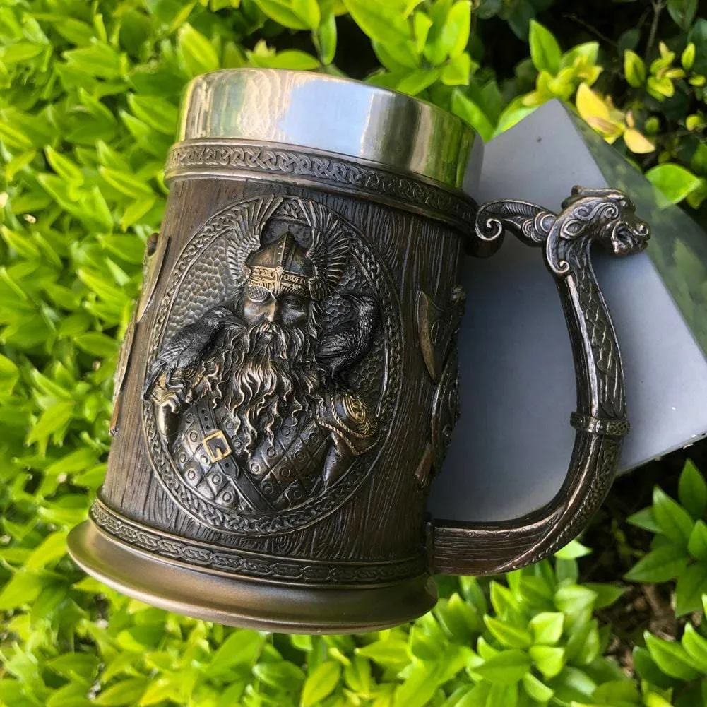 Stainless Steel Odin and Thor Beer Tankard