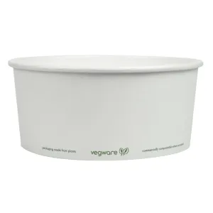 Vegware 185-Series Compostable Bon Appetit Wide PLA-lined Paper Food Bowls 48oz (Pack of 300) - FS178