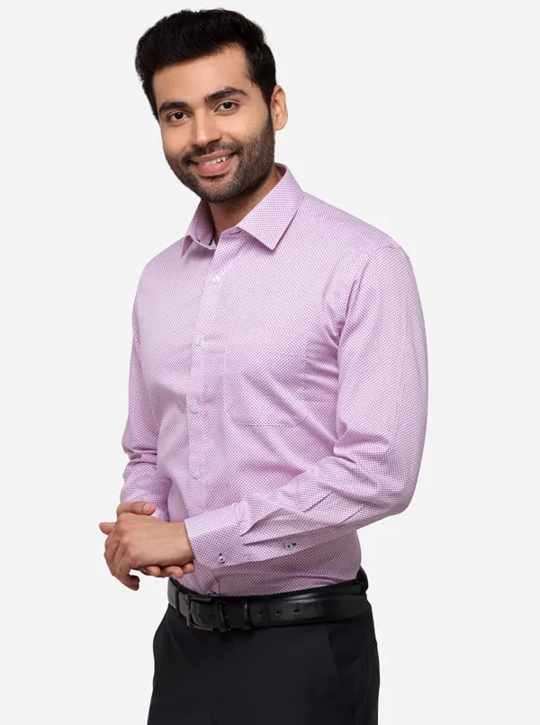 White & Pink Printed Regular Fit Formal Shirt | Greenfibre