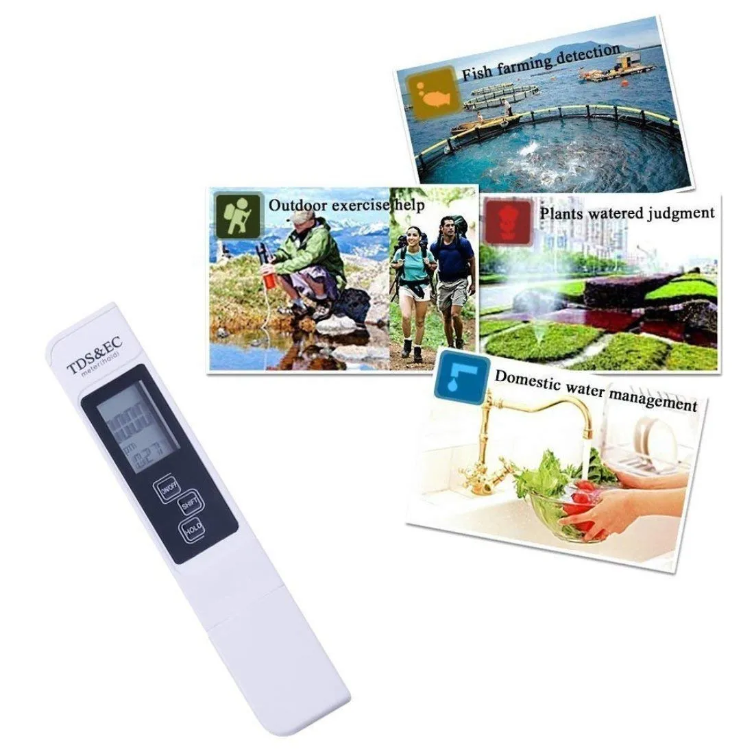 WOLBLIX Digital PH Meter and TDS&EC Meter, Water Quality EC Tester, Auto Calibration, Ideal Kit for Aquarium, Swimming Pool, Drinking Water